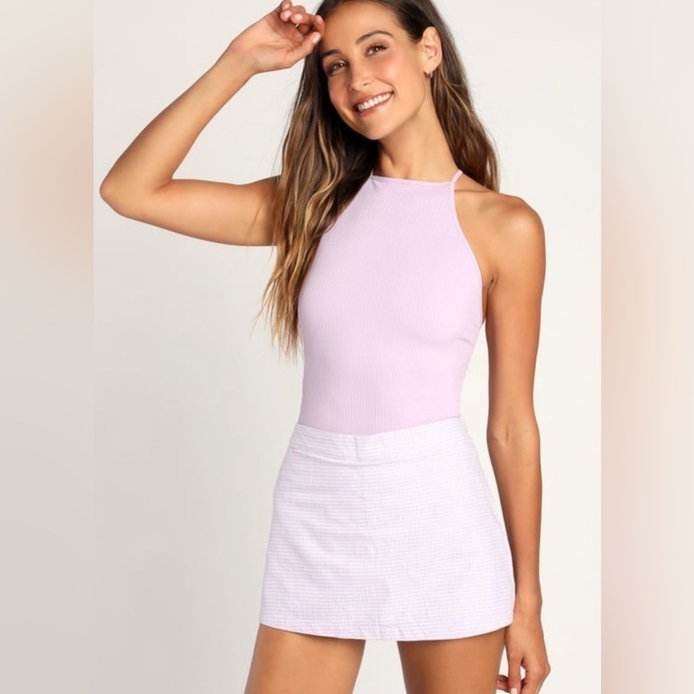 Free People Big Dreams Lavender Gingham Skort Size 6